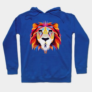 Lion Art in flaming Bright Colours on a Blue Background Hoodie